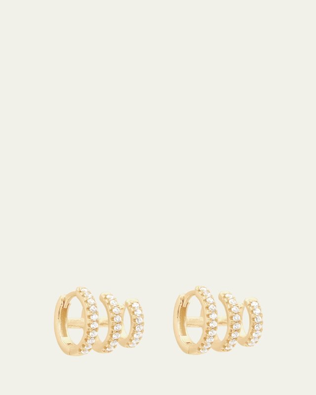 Katerina Triple Pave Hoop Earrings